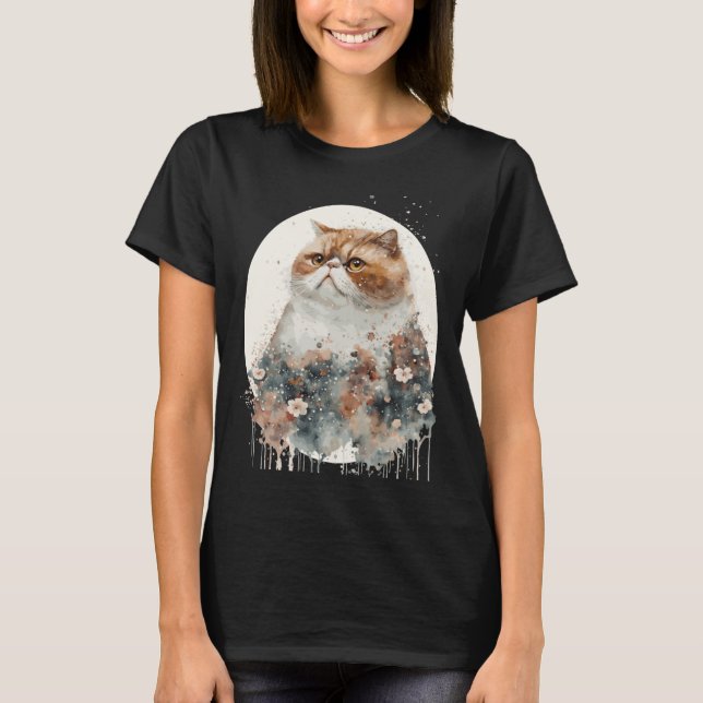 Camiseta Exótico Gato de Shorthair Agua de flores de cerezo (Anverso)