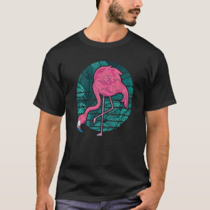 Camiseta Exótico Retro Animal de Aves Tropical Flamingo Ros