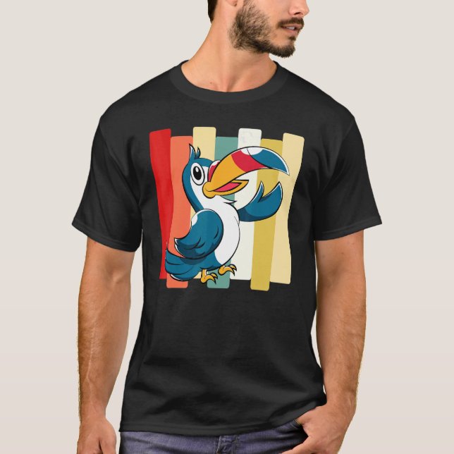Camiseta Exótico Zoológico Animal Bird Toucan Retro Tropica (Anverso)