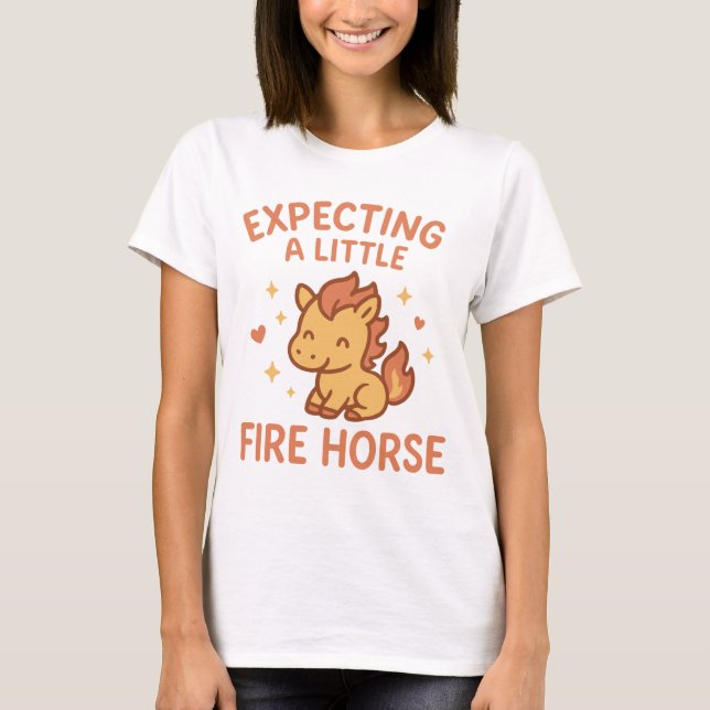 Camiseta Expecting A Little Fire Horse Cute Maternity (Anverso)