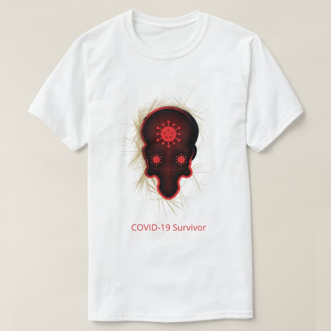 Camiseta Experiencia COVID-19, sobreviviente, cráneo negro  (Diseño del anverso)