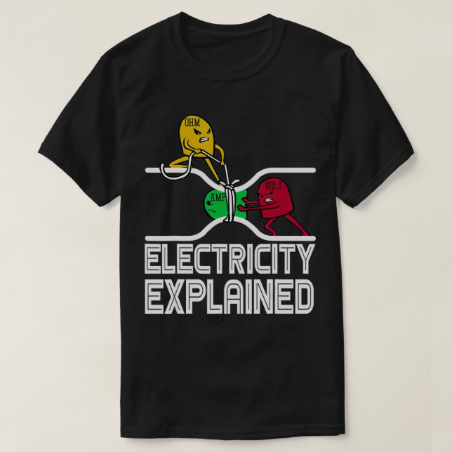 Camiseta Explican Electricidad De Ohm Volt Amp (Diseño del anverso)