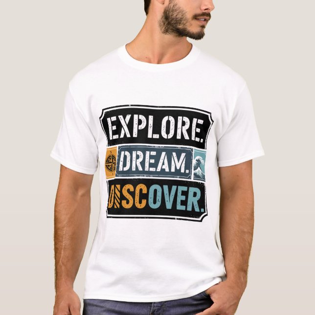 Camiseta Explora Dream Discover Adventure Travel Quote (Anverso)