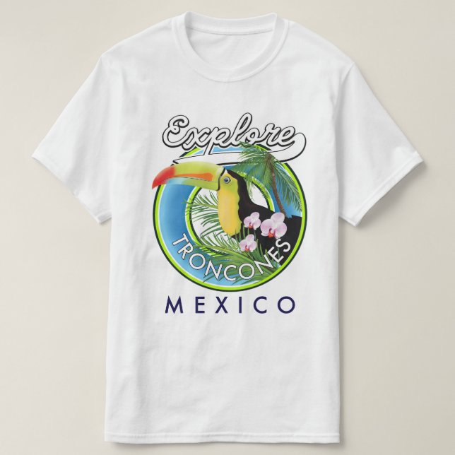 Camiseta Explora Troncones México logotipo retro (Diseño del anverso)