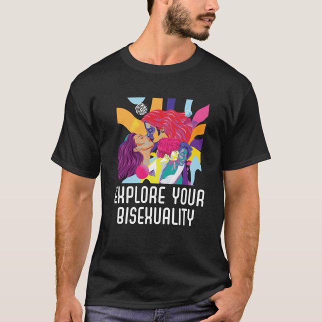 Camiseta Explora tu orgullo bisexual en el arcoiris (Anverso)