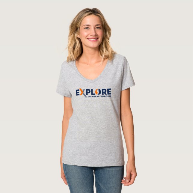 Camiseta Exploración de la naturaleza | Mujeres de cuello-V (Anverso completo)