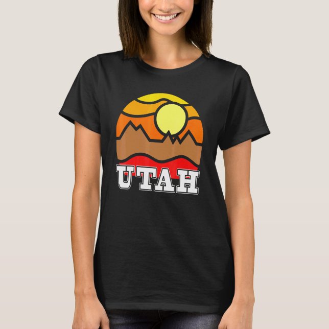 Camiseta Exploración de Utah Retro Mountain Sunset al aire  (Anverso)