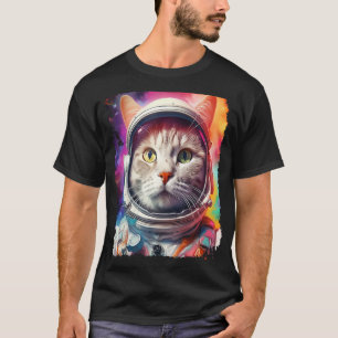 Camiseta Exploración del espacio del gato blanco del arte p
