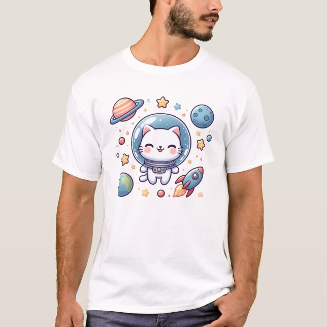 Camiseta Explorador de gatos espaciales - Diseño kawaii de  (Anverso)