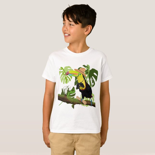 Camiseta Explorador de jungla táctil de diversión tropical (Anverso completo)