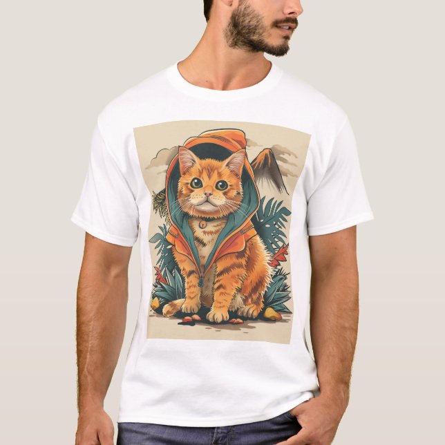 Camiseta Exploradora de Gato Dinosaurio (Anverso)