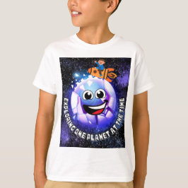 Camiseta Explorando un planeta a la vez . niño en un cohete