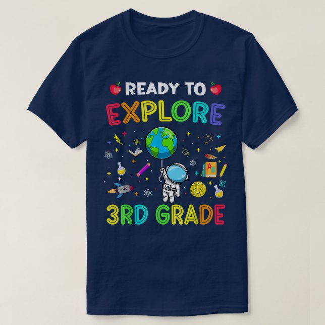 Camiseta Explorar 3º Grado De Vuelta Al Espacio Astronauta  (Diseño del anverso)