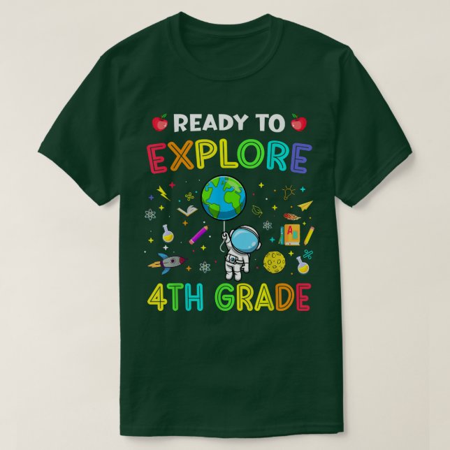 Camiseta Explorar 4º Grado De Vuelta Al Espacio Astronauta  (Diseño del anverso)
