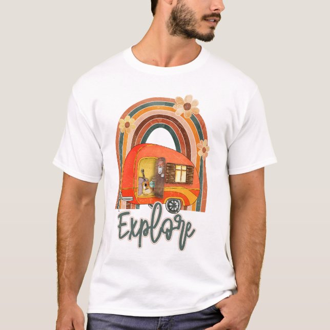 Camiseta Explorar el camping Rainbow Vintage (Anverso)
