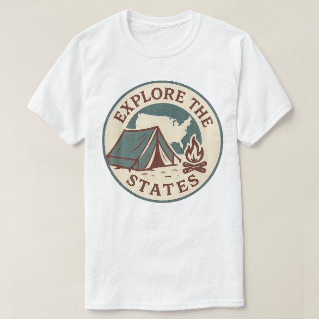 Camiseta Explorar el diseño del camping retro de estados (Diseño del anverso)