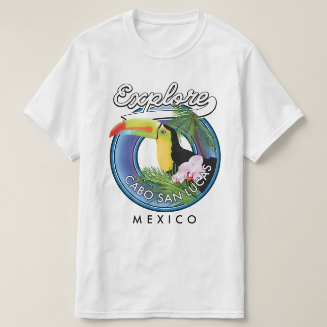 Camiseta explorar el parche de viaje de cabo san lucas méxi (Diseño del anverso)