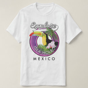 Camiseta explorar Isla Holbox playa de méxico parche de via