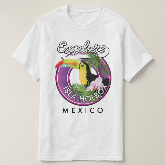 Camiseta explorar Isla Holbox playa de méxico parche de via (Diseño del anverso)