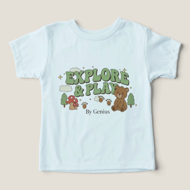 Camiseta Explorar y Jugar, Oso del Bosque Retro Gr (Diseño delantero )