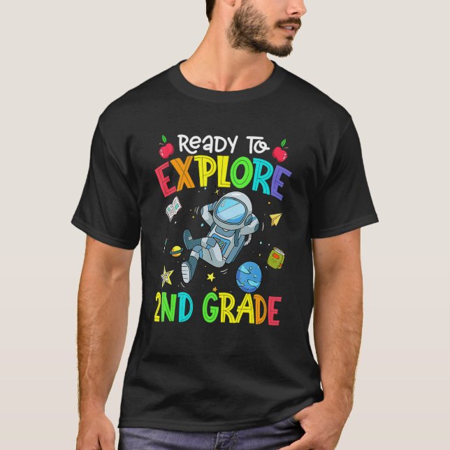Camiseta Explore 2nd Grade Back To School Astronaut Space E (Anverso)