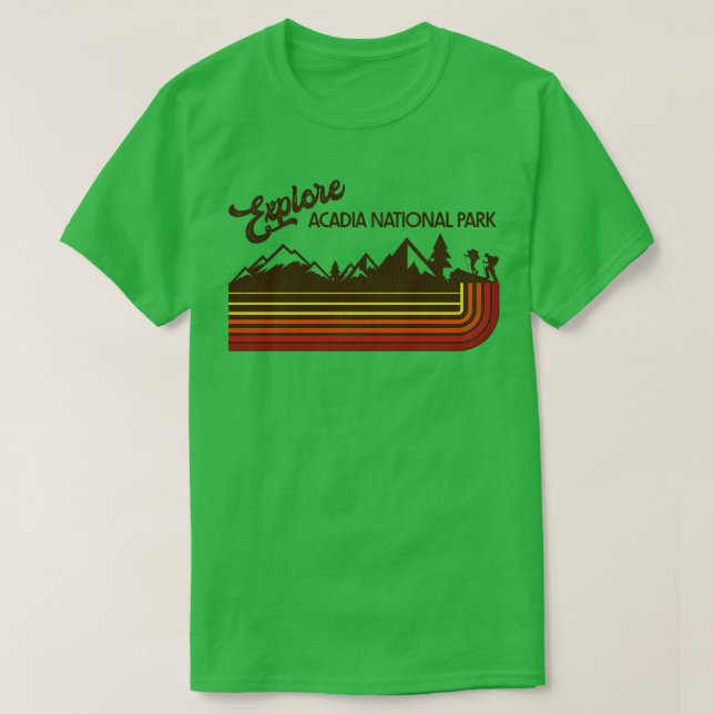 Camiseta Explore el parque nacional Acadia Retro 7080 Strip (Diseño del anverso)