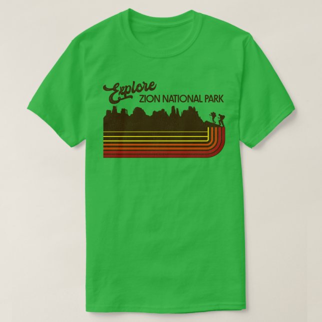 Camiseta Explore el parque nacional de Zion Retro la franja (Diseño del anverso)