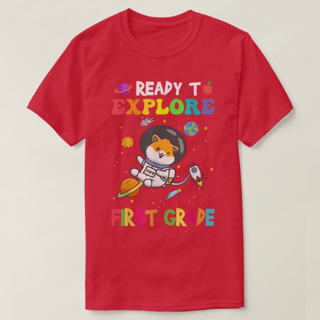 Camiseta Explore First Grade Back To School Astronaut Space (Diseño del anverso)