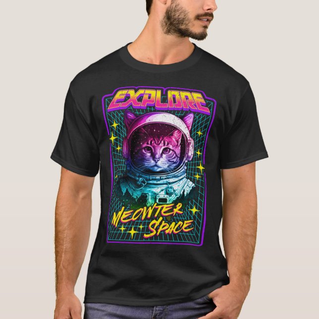 Camiseta Explore Meowter Space  80s Style Astronaut Space C (Anverso)
