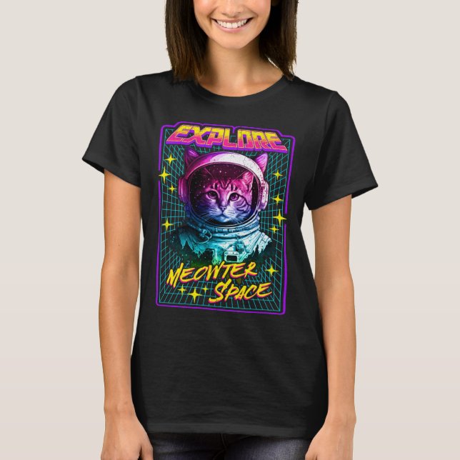 Camiseta Explore Meowter Space  80s Style Astronaut Space C (Anverso)