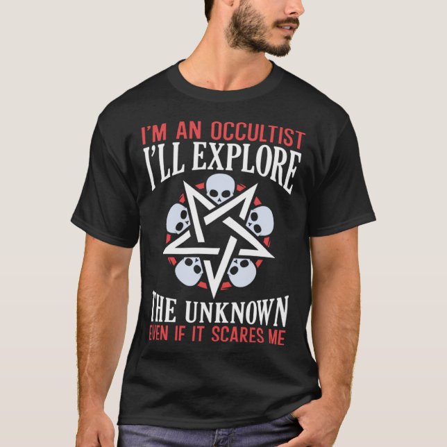 Camiseta Explore The Unknown Satanic Witchcraft Baphomet Go (Anverso)