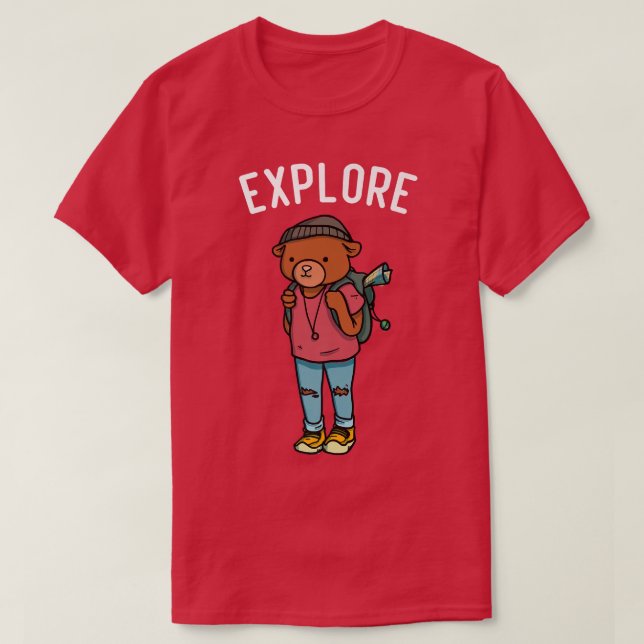 Camiseta Explorer Backpacking Hiking Bear Premium 715  (Diseño del anverso)