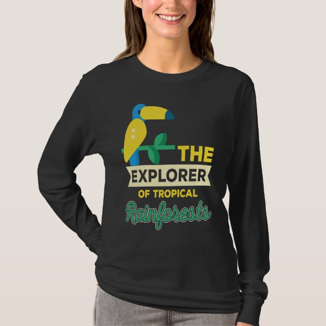 Camiseta Explorer Of Rainforest Tropical Parrot Nature (Anverso)
