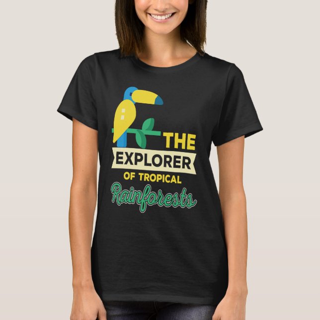 Camiseta Explorer Of Rainforest Tropical Parrot Nature (Anverso)