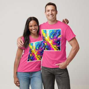 Camiseta Explosión Cósmica: Arte de Salpicaduras Vibrantes