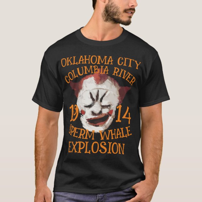 Camiseta Explosión de ballena en esperma en la ciudad de OK (Anverso)