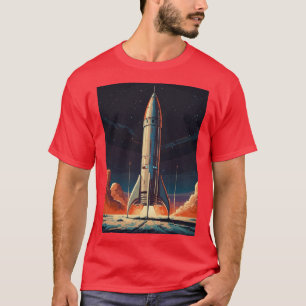 Camiseta Explosión de cohete retro en el pasado explorador 