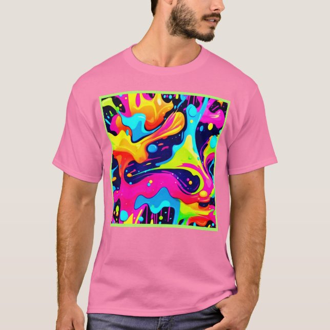 Camiseta Explosión de Color Líquido Caos Neón (Anverso)