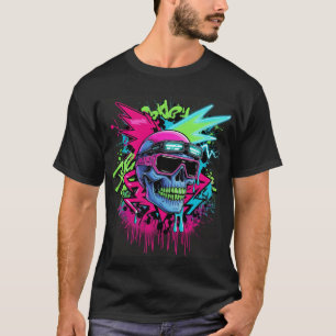 Camiseta Explosión de cráneo de neón - Arte de la calle Cyb