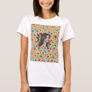 camiseta explosión de flor - arte de flores multic