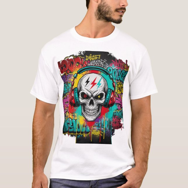Camiseta Explosión de graffiti de Rebel Skull | Calle Urban (Anverso)