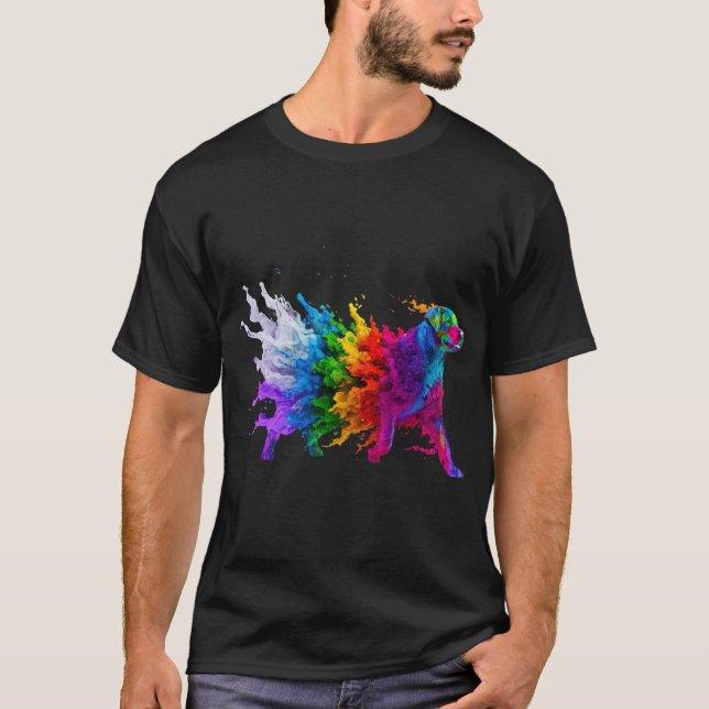 Camiseta Explosión de perro de arco iris intenso (Anverso)