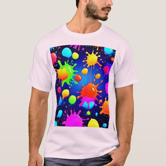 Camiseta Explosión de pintura abstracta vibrante (Anverso)