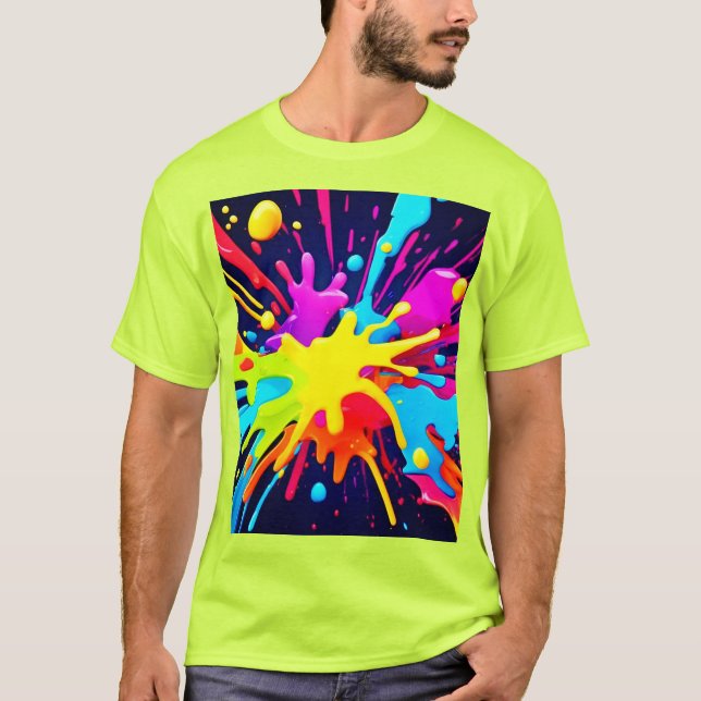 Camiseta Explosión de pintura radiante (Anverso)