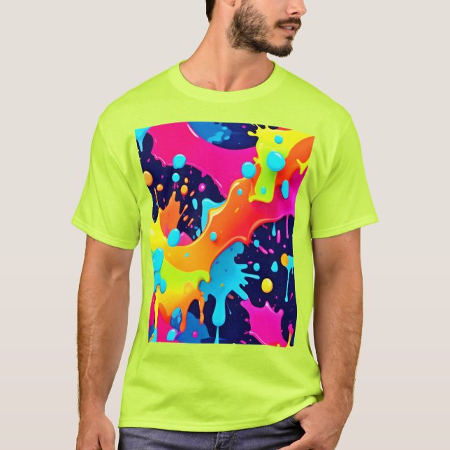 Camiseta Explosión de pinturas de neón (Anverso)