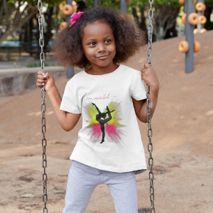 Camiseta Explosión de polvo rosa y verde Gimnasia femenina