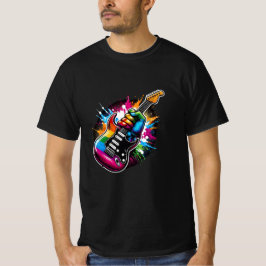 Camiseta Explosión de rock arcoiris violento puño de guitar