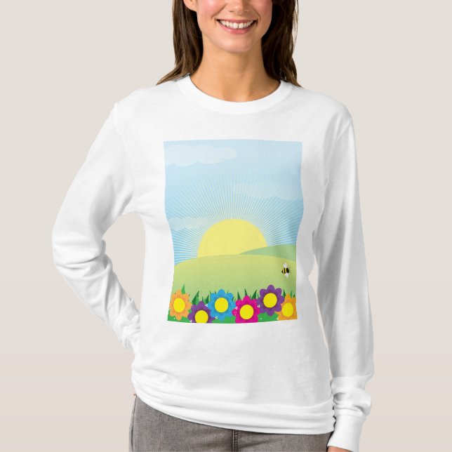 Camiseta Explosión de sol de prado primaveral con flores co (Anverso)