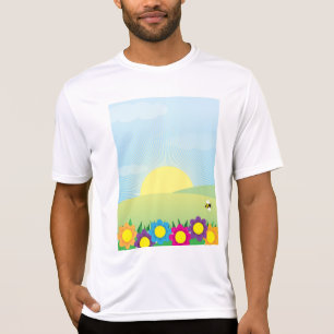 Camiseta Explosión de sol en prado primaveral con flores co