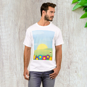 Camiseta Explosión de sol en prado primaveral con flores co